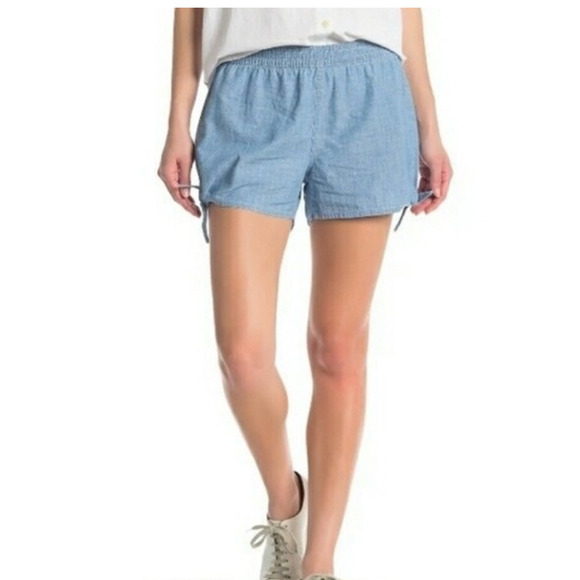 Madewell Pull On Shorts Womens XXS 2XS Chambray Side Tie Stretch Waist Cotton - Picture 13 of 14